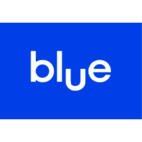 Logo BLUE, partenaire de TEK-MAID SALES pour les recharges CAMTEL et l'assistance technique.